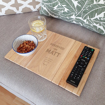 Personalised Reserved For Wooden Sofa Tray