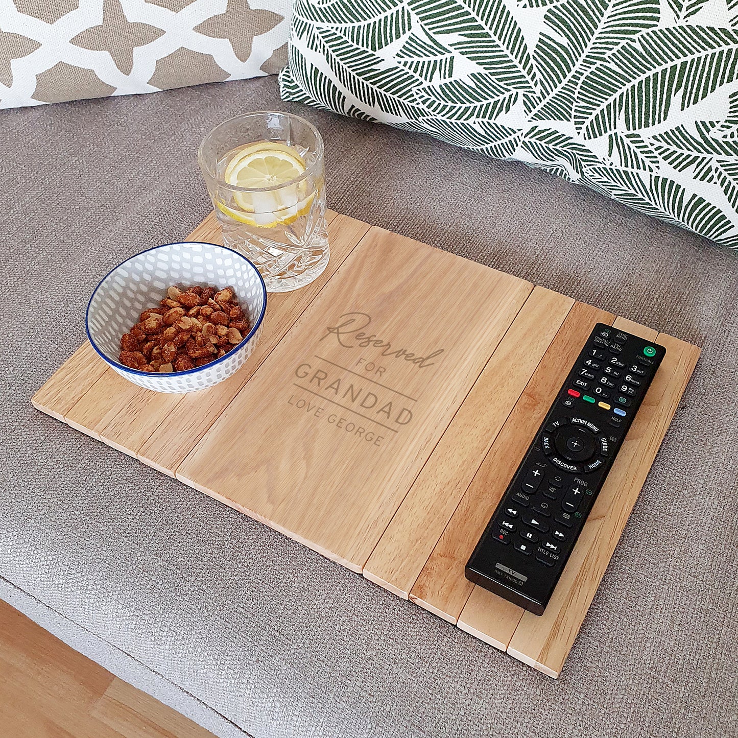 Personalised Classic Wooden Sofa Tray