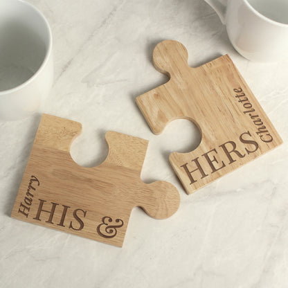 Personalised His & Hers Jigsaw Piece Set