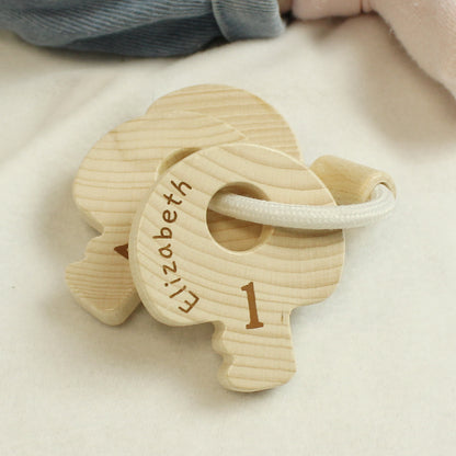 Personalised Name Only Wooden Baby Keys