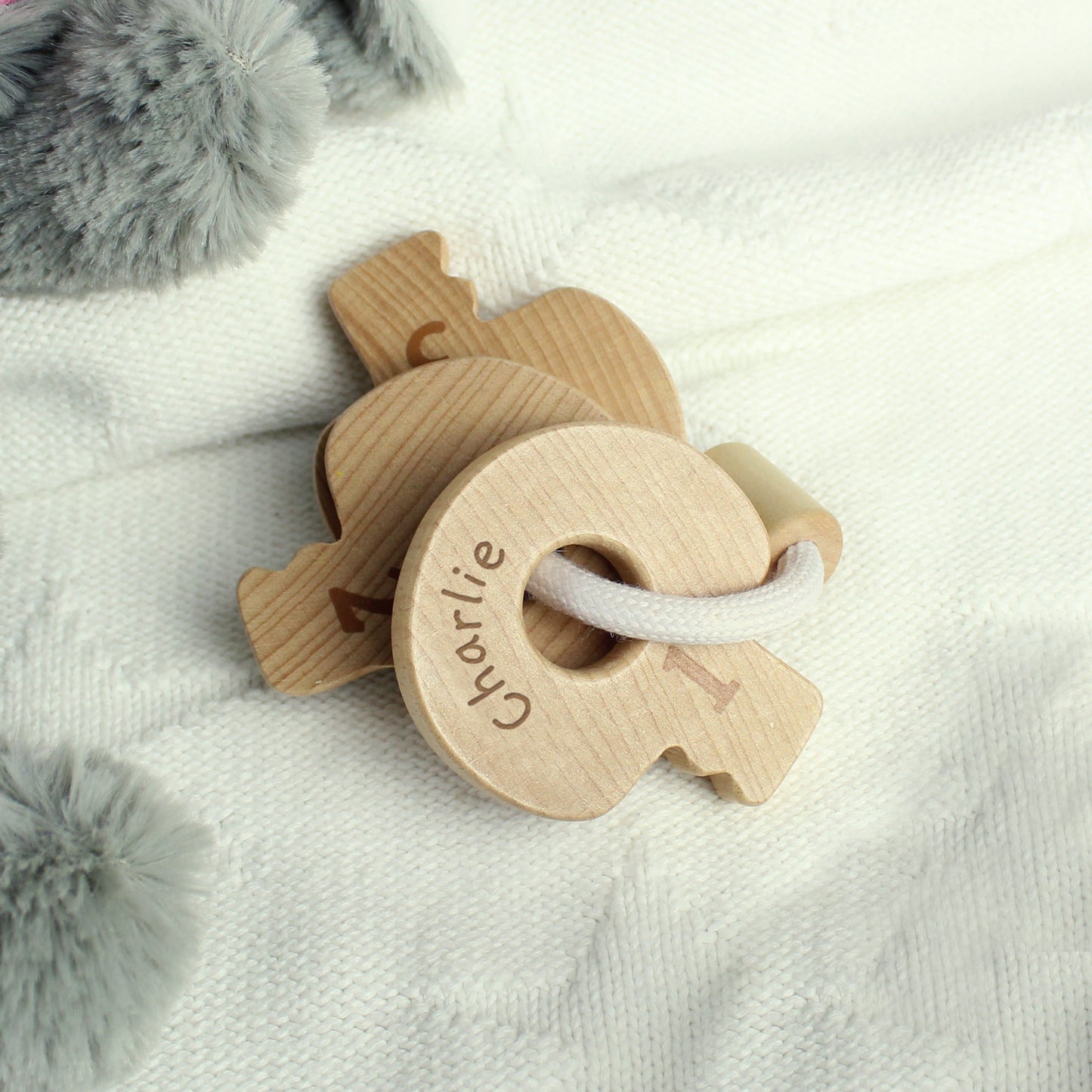 Personalised Name Only Wooden Baby Keys