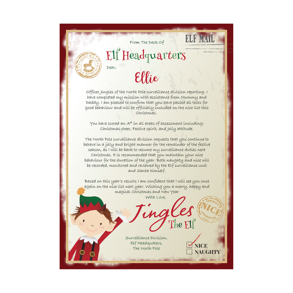 Personalised Elf Surveillance Christmas Letter