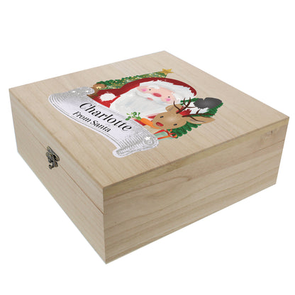 Personalised Colourful Santa Large Wooden Christmas Eve Box