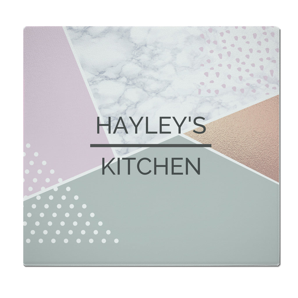 Personalised Geometric Glass Chopping Board/Worktop Saver