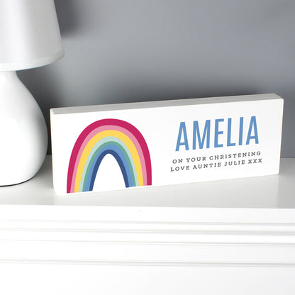 Personalised Rainbow Wooden Mantel Decoration