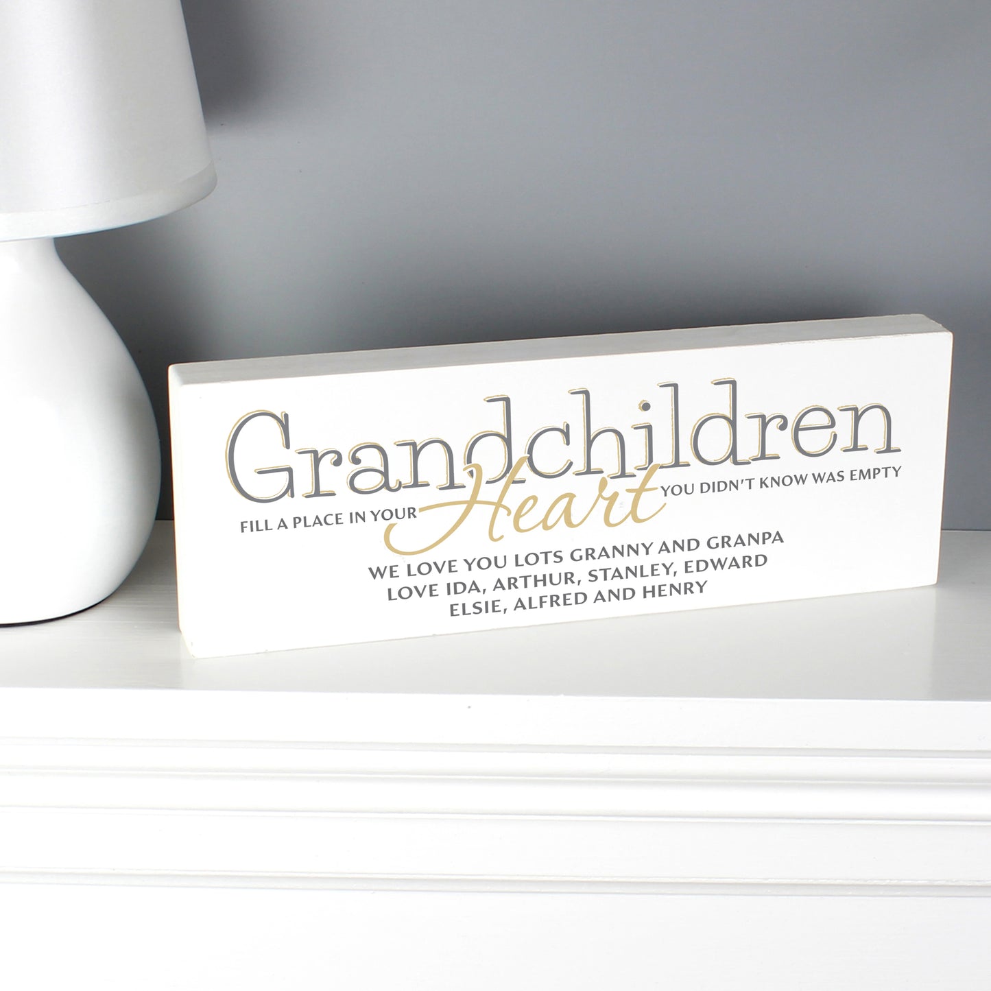 Personalised Grandchildren Wooden Mantel Decoration