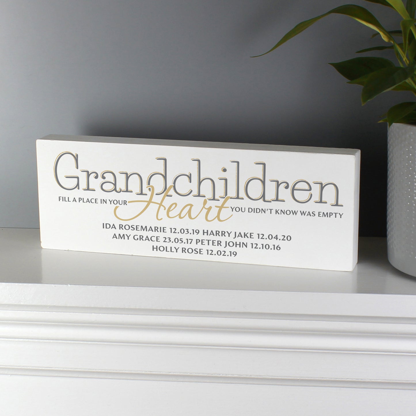 Personalised Grandchildren Wooden Mantel Decoration