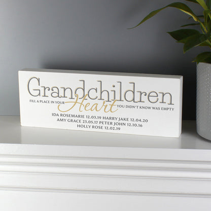 Personalised Grandchildren Wooden Mantel Decoration