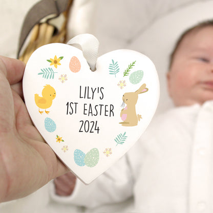 Personalised First Easter Heart Tree Decoration