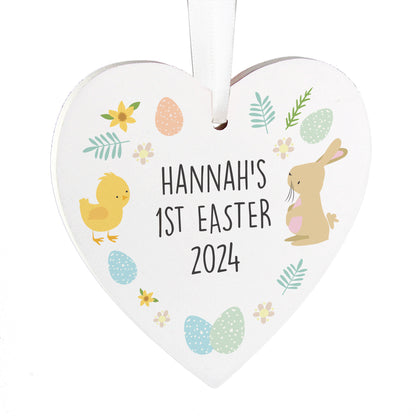 Personalised First Easter Heart Tree Decoration