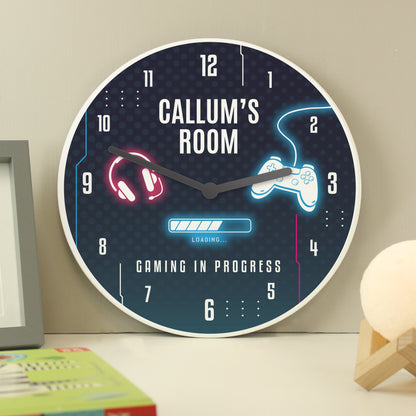 Personalised Gaming Wooden Childrens Clock