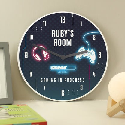 Personalised Gaming Wooden Childrens Clock