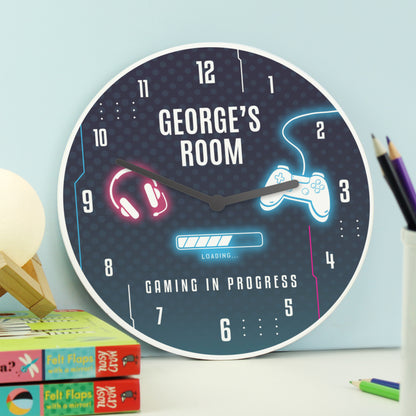 Personalised Gaming Wooden Childrens Clock