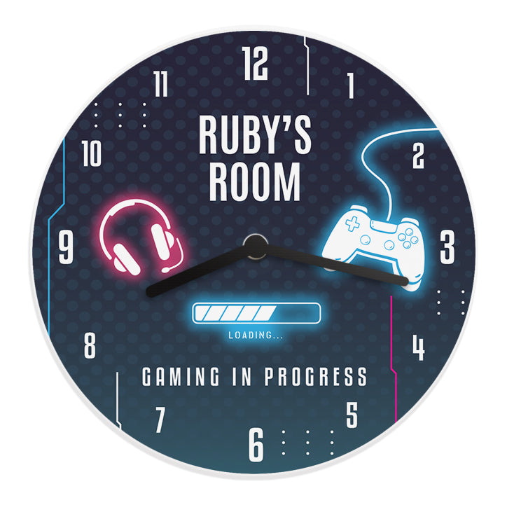 Personalised Gaming Wooden Childrens Clock