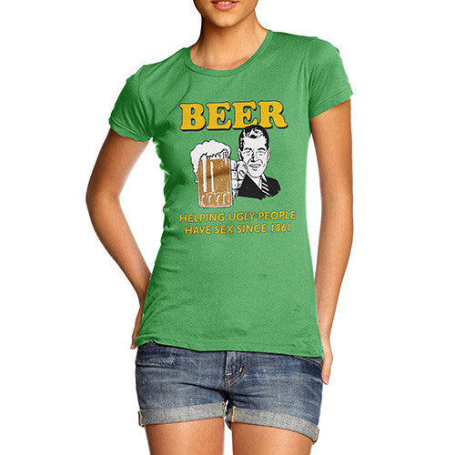 Women's Beer Helping Ugly People Funny T-Shirt