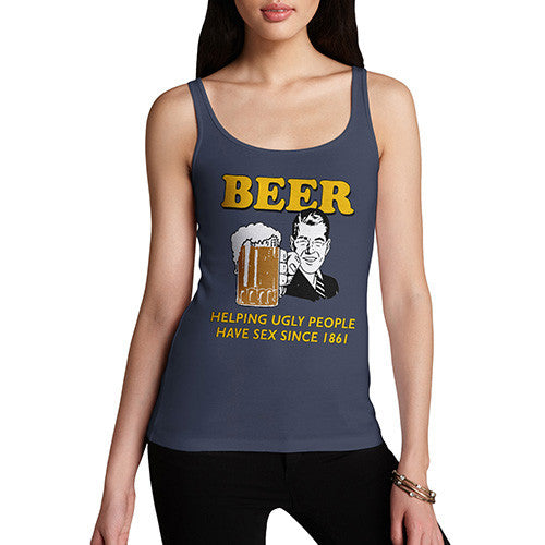 Women's Beer Helping Ugly People Funny Tank Top
