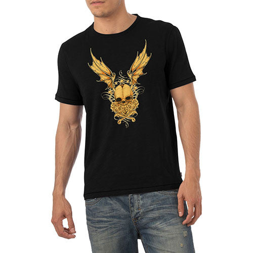 Mens Gothic Winged Skull Graphic T-Shirt