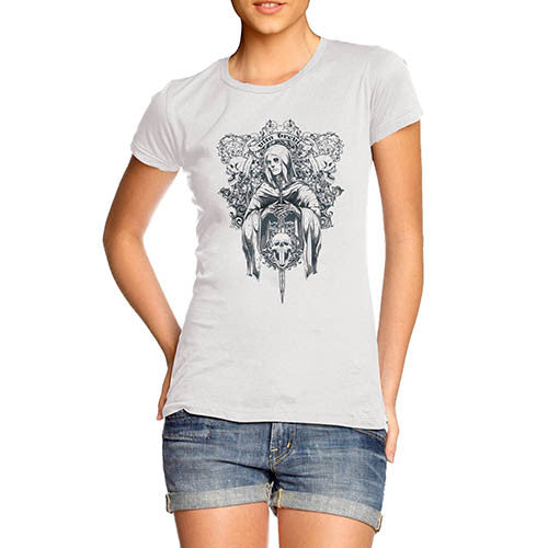 Womens Gothic Skull Vita Brevis Graphic T-Shirt
