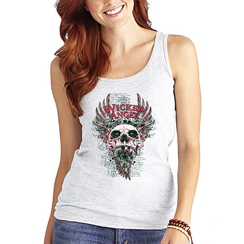 Womens Wicked Angel Skull Graphic Tank Top