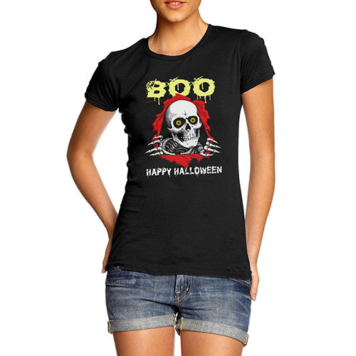 Womens Happy Halloween Skull T-Shirt