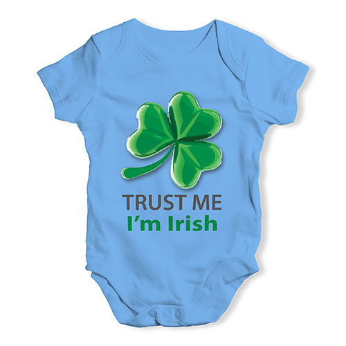 Baby Boy Clothes Trust Me I'm Irish Baby Unisex Baby Grow Bodysuit 12-18 Months Blue