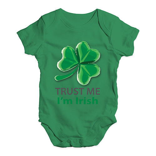 Funny Infant Baby Bodysuit Trust Me I'm Irish Baby Unisex Baby Grow Bodysuit 12-18 Months Green