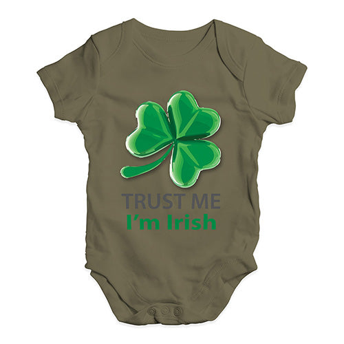 Baby Boy Clothes Trust Me I'm Irish Baby Unisex Baby Grow Bodysuit 18-24 Months Khaki