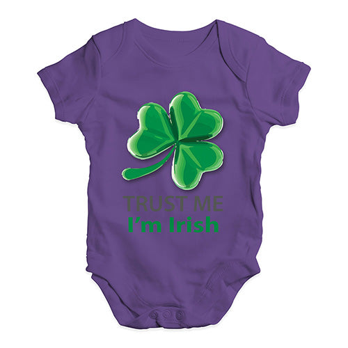 Cute Infant Bodysuit Trust Me I'm Irish Baby Unisex Baby Grow Bodysuit 12-18 Months Plum