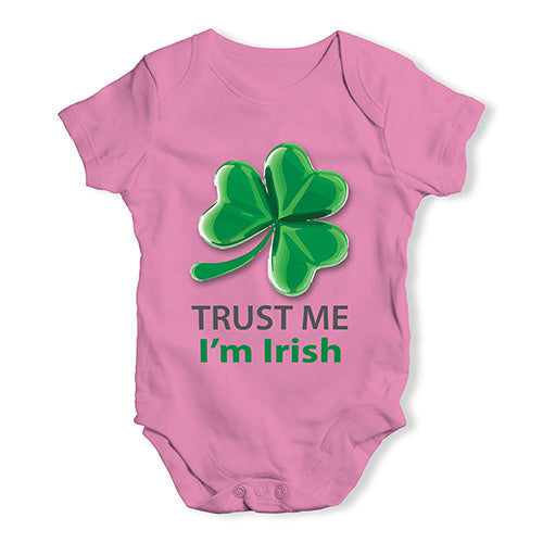 Baby Grow Baby Romper Trust Me I'm Irish Baby Unisex Baby Grow Bodysuit 3-6 Months Pink
