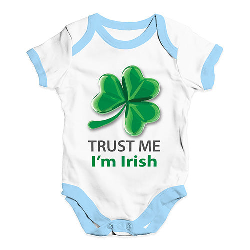 Funny Infant Baby Bodysuit Onesies Trust Me I'm Irish Baby Unisex Baby Grow Bodysuit 18-24 Months White Blue Trim