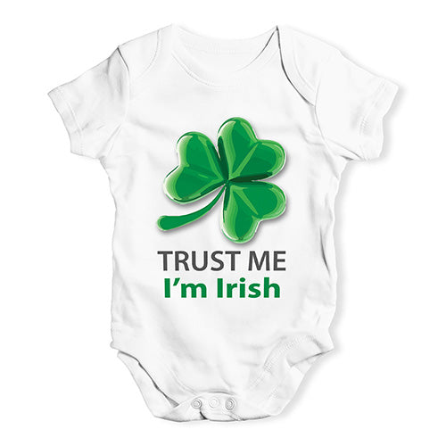 Babygrow Baby Romper Trust Me I'm Irish Baby Unisex Baby Grow Bodysuit 3-6 Months White