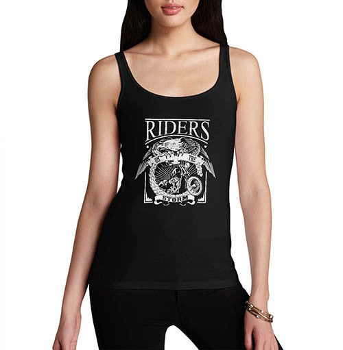 Womens Biker Print Riders on the Storm Tank Top