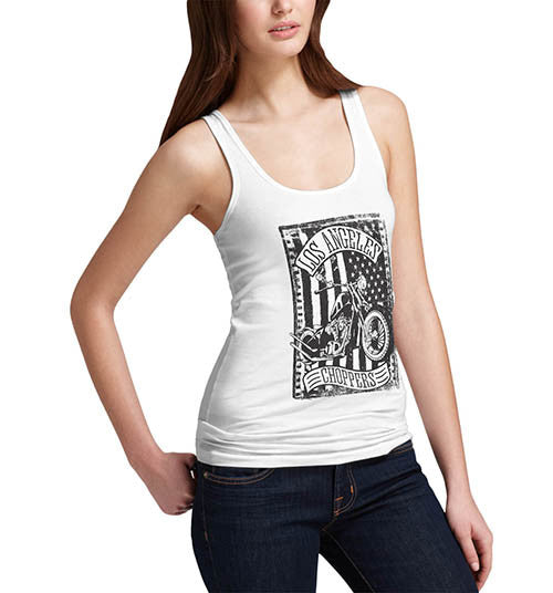 Womens Biker Distress Print Design Los Angeles Choppers Tank Top