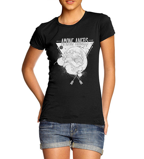 Womens Gothic Skull Graphic Among Angels T-Shirt