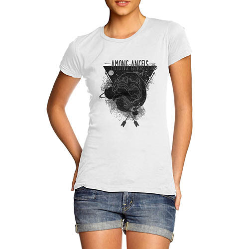 Womens Gothic Skull Graphic Among Angels T-Shirt