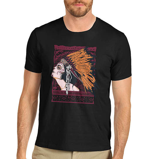 Mens Graphic Print American Red Indian T-Shirt