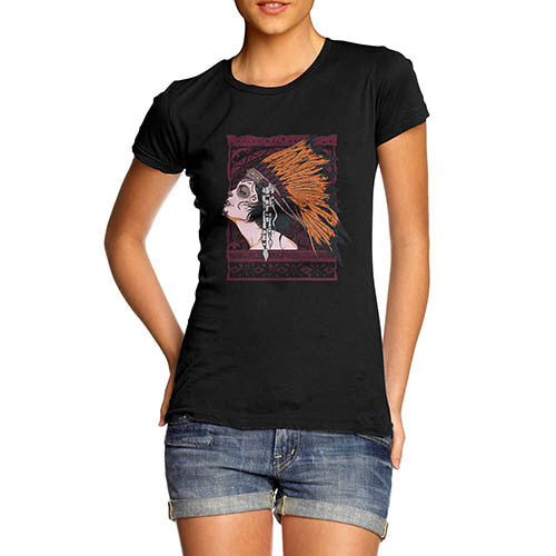 Womens Graphic Print American Red Indian T-Shirt