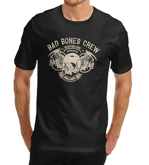 Mens Bad Bones Crewe Never Fade Away Skull T-Shirt