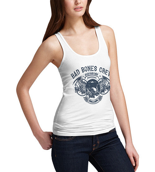 Womens Bad Bones Crewe Never Fade Away Skull Tank Top