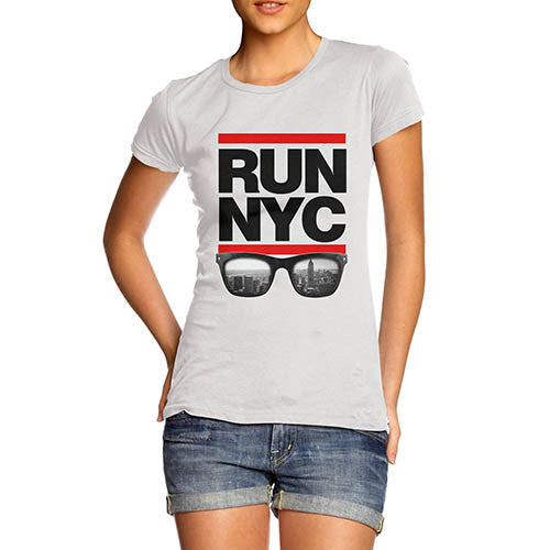 Womens Run NYC Glasses Hip Hop T-Shirt