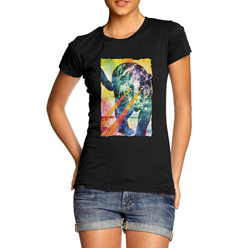 Womens Psychedelic Print Super Power Tiger T-Shirt