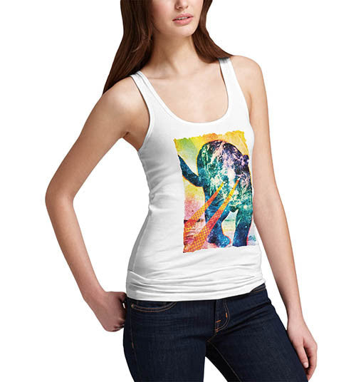 Womens Psychedelic Print Super Power Tiger Tank Top