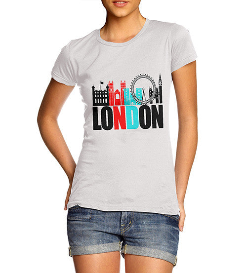 Womens London Famous Land Marks Printed T-Shirt