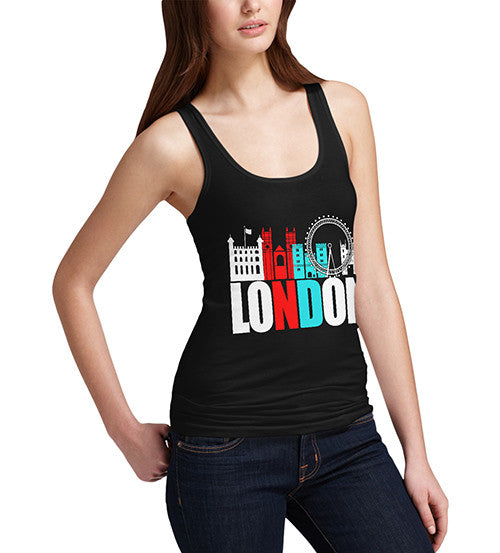 Womens London Famous Land Marks Printed Tank Top