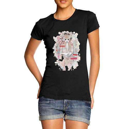 Womens Japanese art Print Inner Thoughts of a Girl T-Shirt