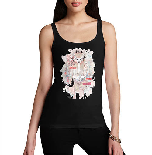 Womens Japanese art Print Inner Thoughts of a Girl Tank Top
