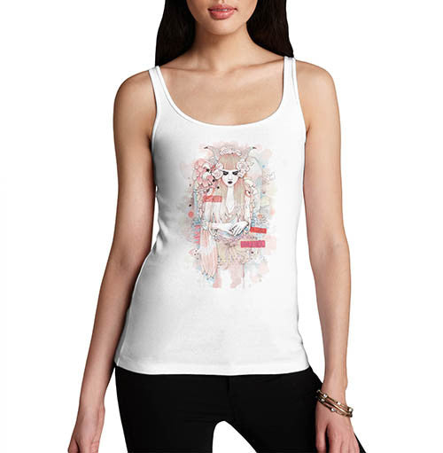 Womens Japanese art Print Inner Thoughts of a Girl Tank Top