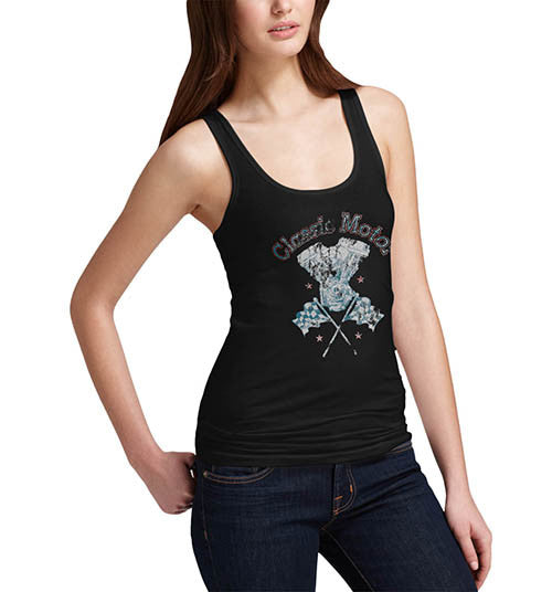 Womens Classic Motor Distress Print Tank Top