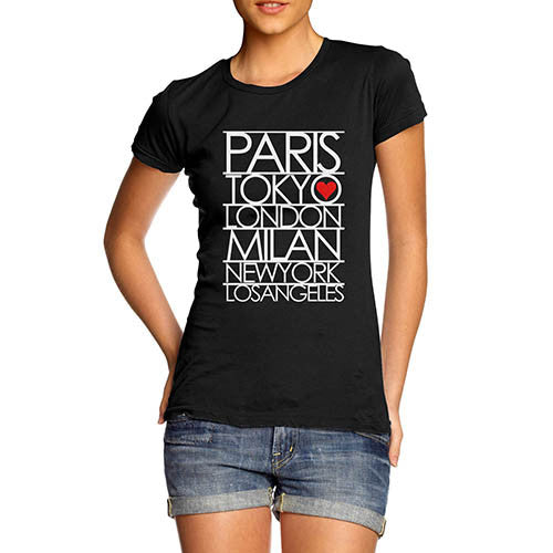 Womens Paris Tokyo London Fashion Capitals T-Shirt