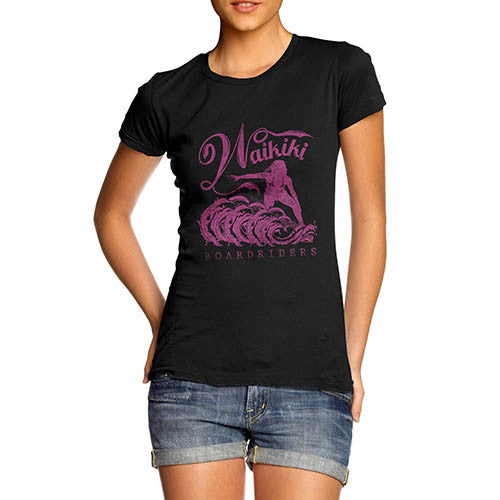 Womens Surfing Paradise Waikiki Distress Print T-Shirt